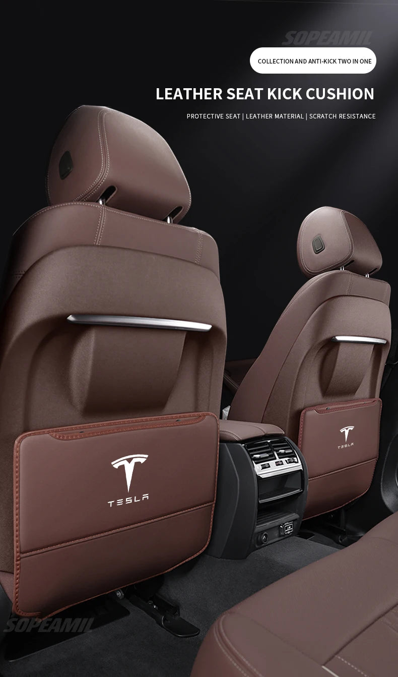 Car Seat Back Storage Bag Seat Rear Anti-wear Backrest Protection Anti-kick Pad For Tesla Model 3 Model Y Model S Model X