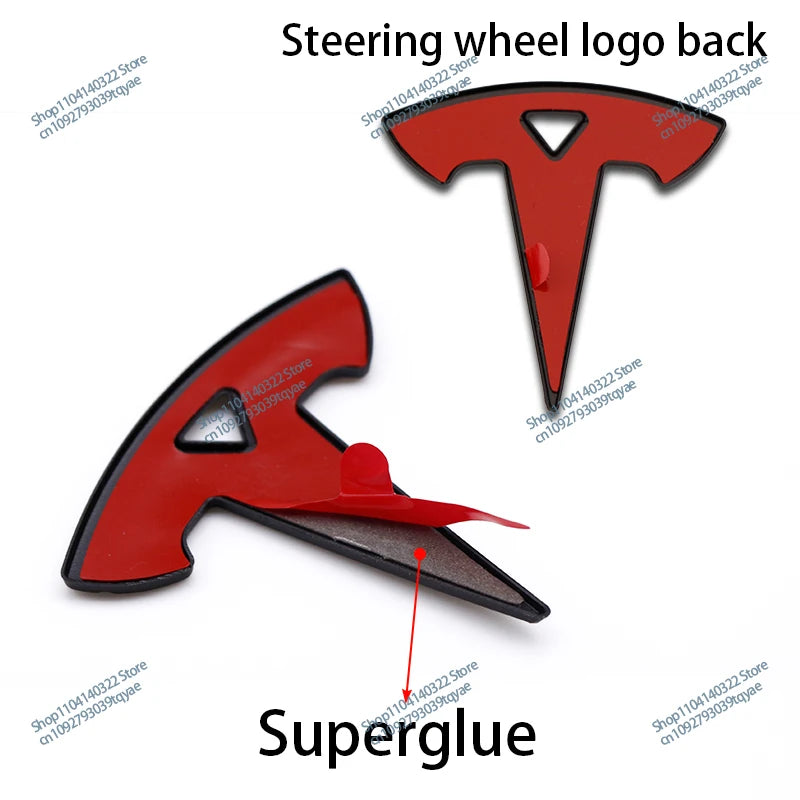 Car Styling Badge Car Steering Wheel Center Replacement Sticker For Tesla Model S X Y 3 Roadster Elantra Badge Decal Accessories