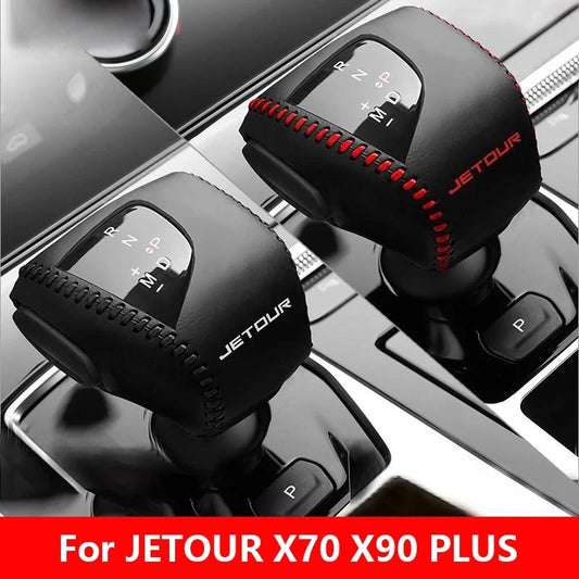 Fit Gearbox Stick Shift Collars Handle Protector Salon Gear Lever Cover Shifter Knob Leather Case For JETOUR X70 X90 PLUS