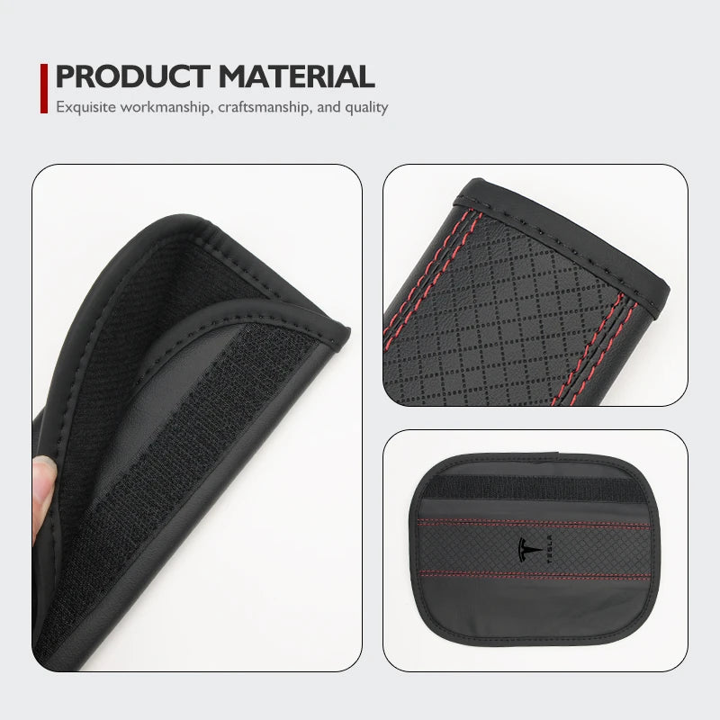 For Tesla Leather Car Seat Embossed Belt Shoulder Cover Protection Pad Model 3 S Y X