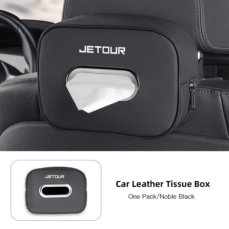 Car Tissue Box Car Interior Accessories For Chery Jetour X70 X70SM X90 X95 DASHING T2 T3 Leather Tissue Storage Bag Kleenex Case