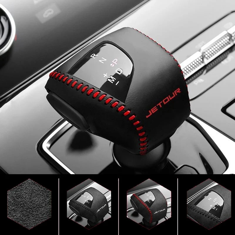 Fit Gearbox Stick Shift Collars Handle Protector Salon Gear Lever Cover Shifter Knob Leather Case For JETOUR X70 X90 PLUS