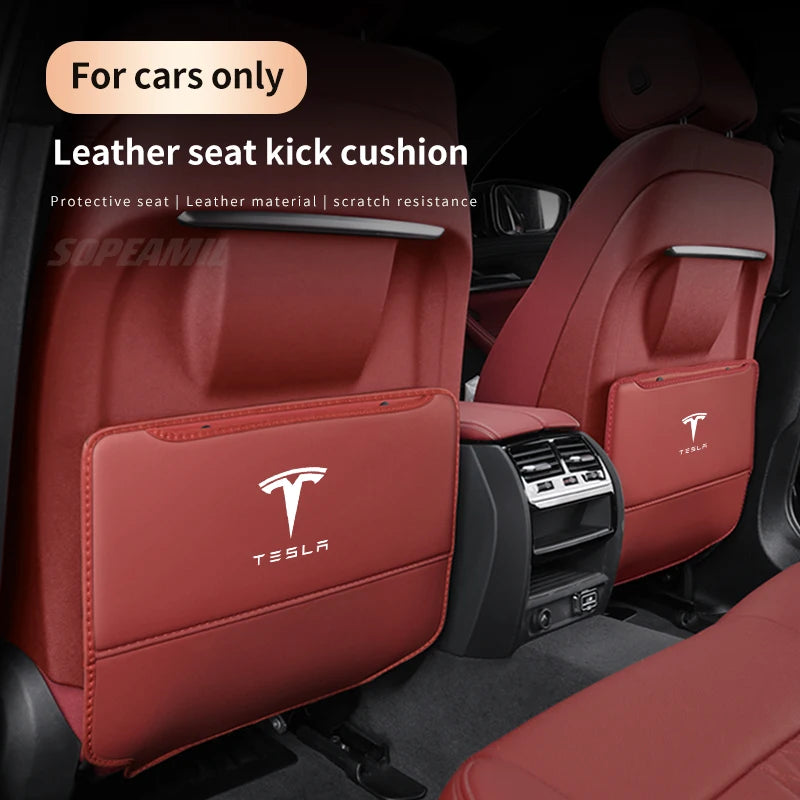 Car Seat Back Storage Bag Seat Rear Anti-wear Backrest Protection Anti-kick Pad For Tesla Model 3 Model Y Model S Model X