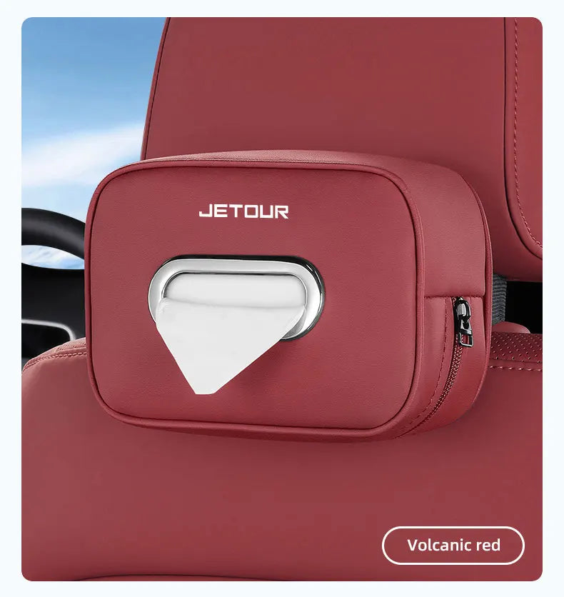 Car Tissue Box Car Interior Accessories For Chery Jetour X70 X70SM X90 X95 DASHING T2 T3 Leather Tissue Storage Bag Kleenex Case