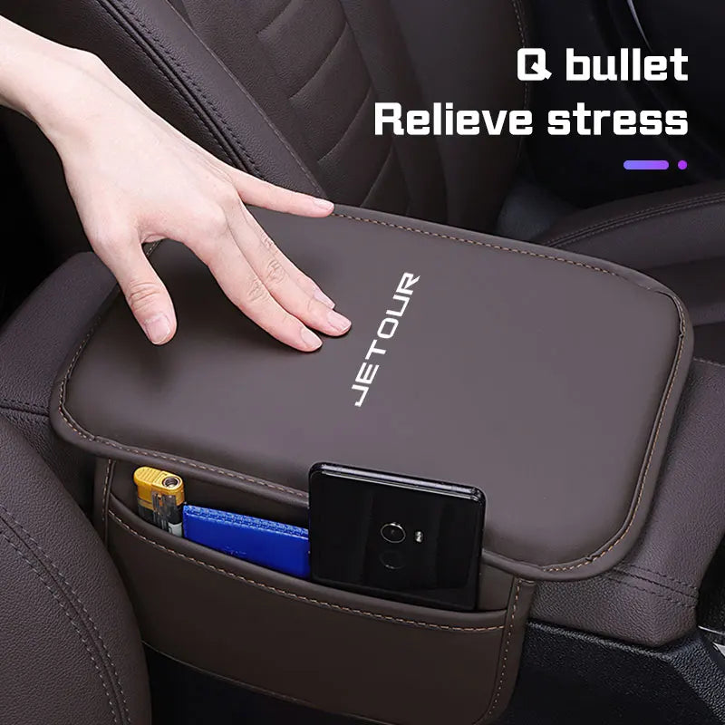 For Jetour T3 X70 X70SMX90 PLUS Dashing X-1 X95 L6 i-DM Leather Car Armrest Box Mat Accessories Center Console Protector Cushion