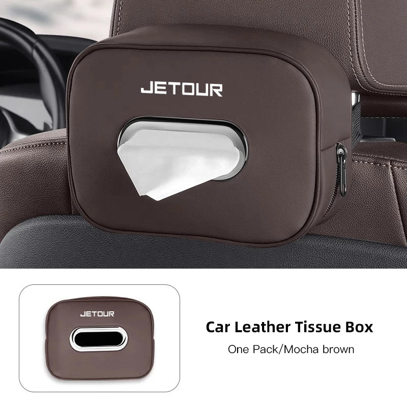 Car Tissue Box Car Interior Accessories For Chery Jetour X70 X70SM X90 X95 DASHING T2 T3 Leather Tissue Storage Bag Kleenex Case