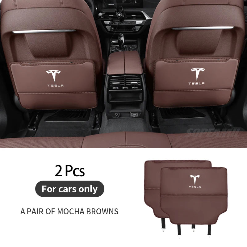 Car Seat Back Storage Bag Seat Rear Anti-wear Backrest Protection Anti-kick Pad For Tesla Model 3 Model Y Model S Model X