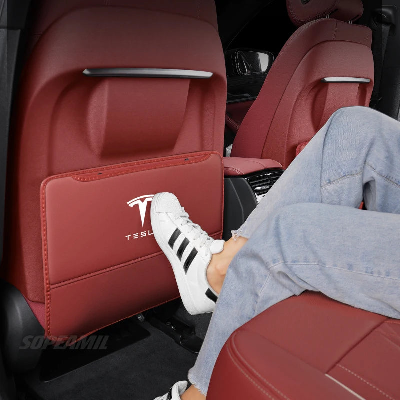 Car Seat Back Storage Bag Seat Rear Anti-wear Backrest Protection Anti-kick Pad For Tesla Model 3 Model Y Model S Model X