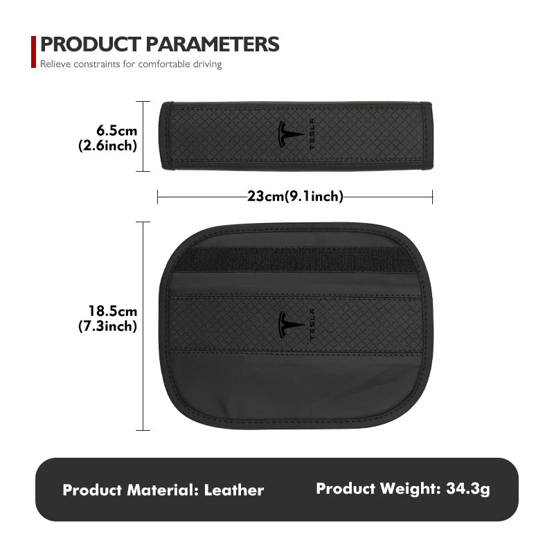 For Tesla Leather Car Seat Embossed Belt Shoulder Cover Protection Pad Model 3 S Y X