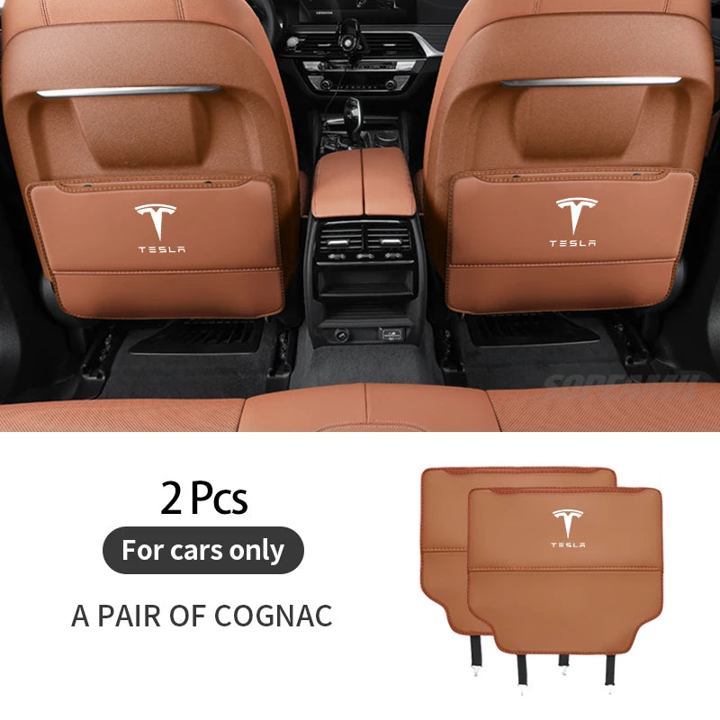 Car Seat Back Storage Bag Seat Rear Anti-wear Backrest Protection Anti-kick Pad For Tesla Model 3 Model Y Model S Model X