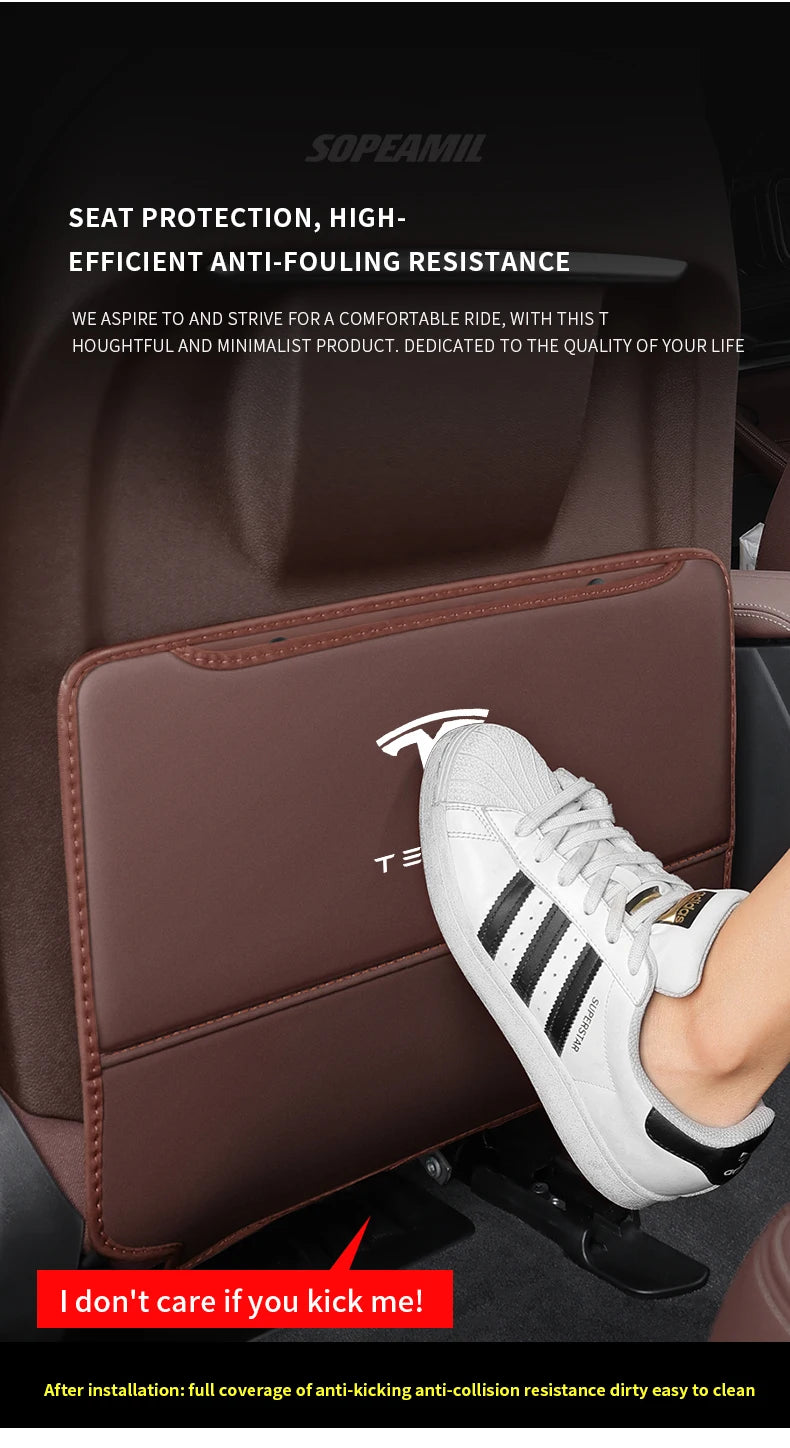 Car Seat Back Storage Bag Seat Rear Anti-wear Backrest Protection Anti-kick Pad For Tesla Model 3 Model Y Model S Model X