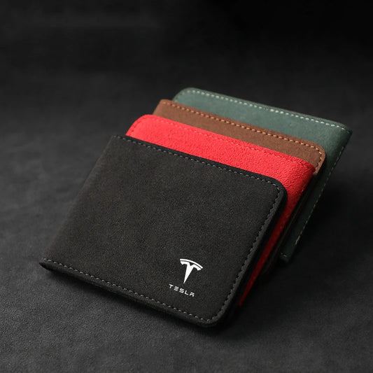 Suede Leather Car Driver License ID Card Bag Credit Card Holder FIT For Tesla Model 3 Model S Model X Model Y Roadster SpaceX