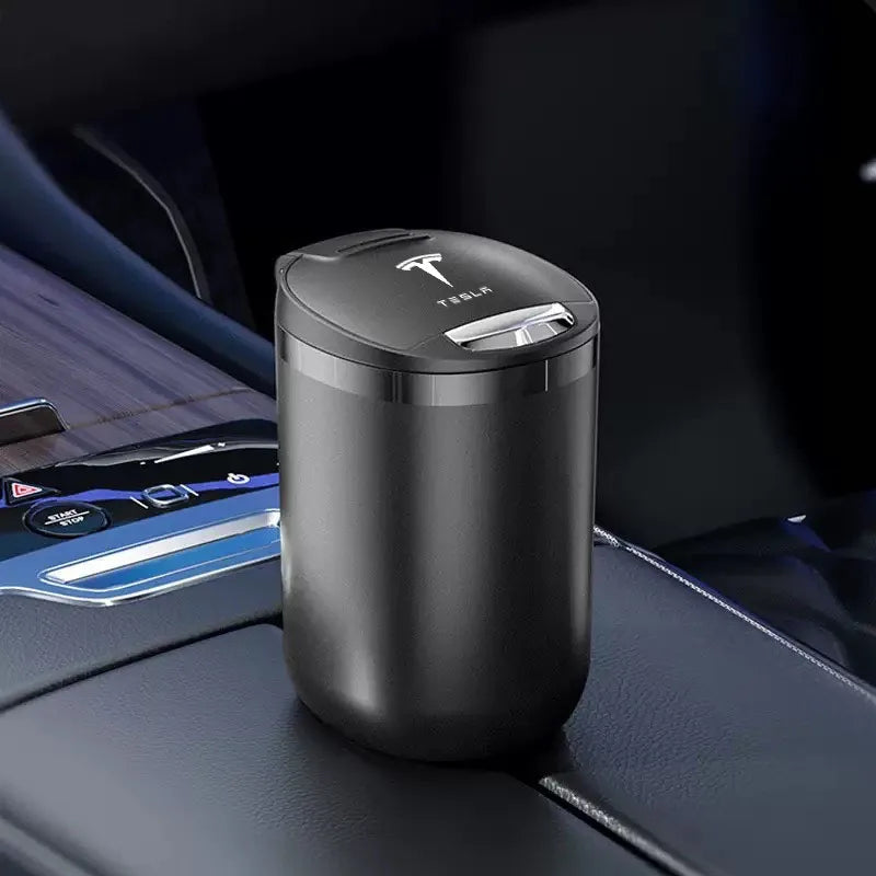 Car Ashtray Cigarette Butt Holder Container Accessories for Tesla Model 3 Model S Model X Y Portable One-Button Opening Car Ash